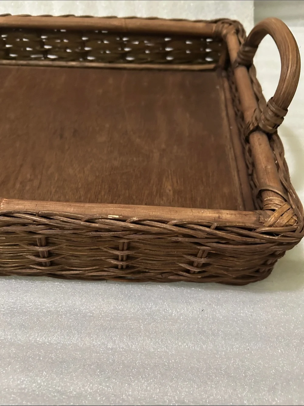 Studio McGee RARE 18”L x 14” W x 5 1/4 “ W Woven Brown Tray with Handles